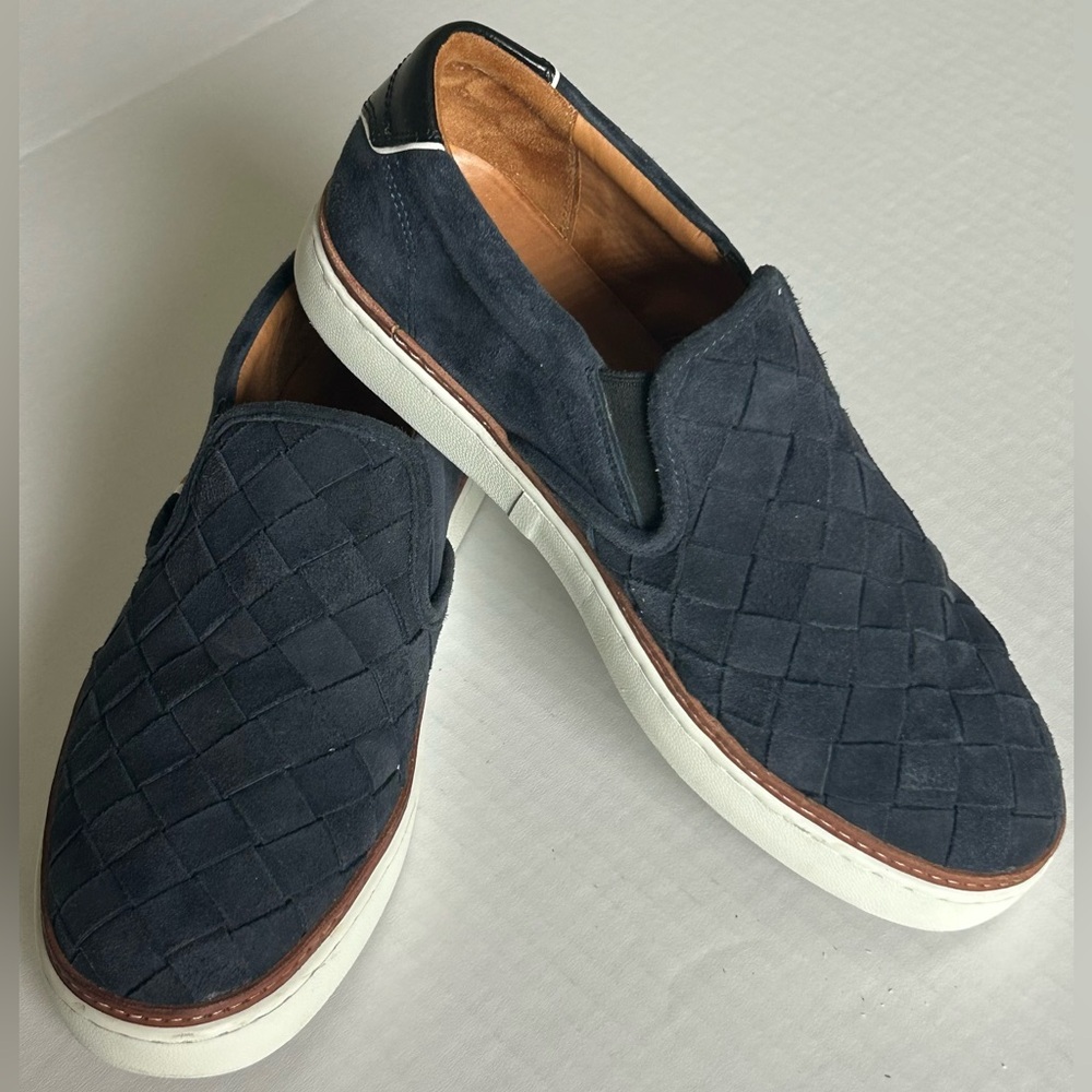 Allen Edmonds Alpha Blue & White Suede Slip-On Loafers with Woven Texture.Size 8